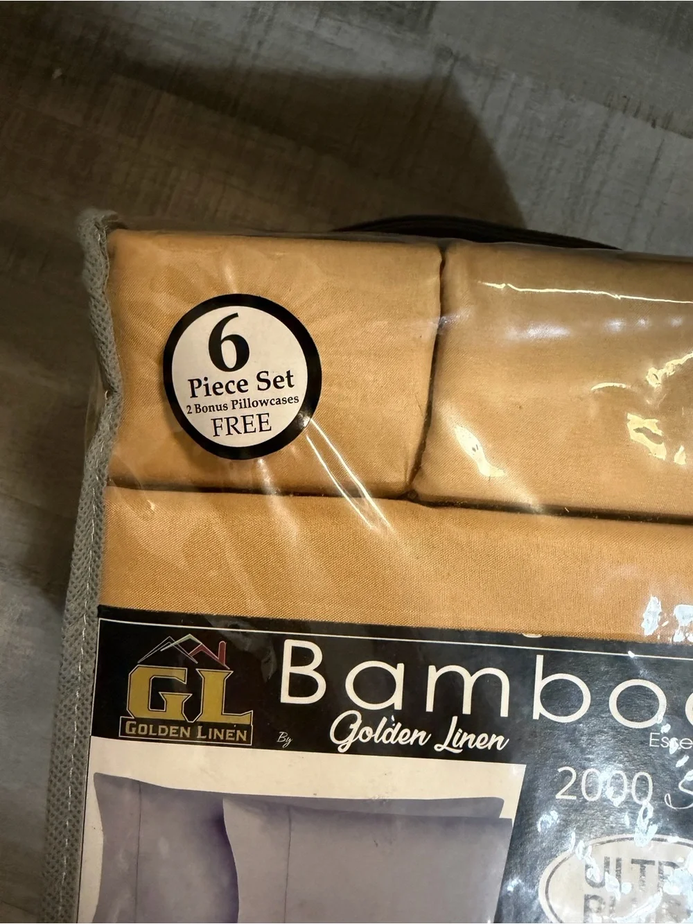 Golden Linen Bamboo Essence Queen 6-Piece Sheet Set Gold Deep Pocket New